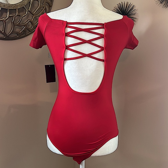 NWT Red Strappy Back Bodysuit - Picture 1 of 5